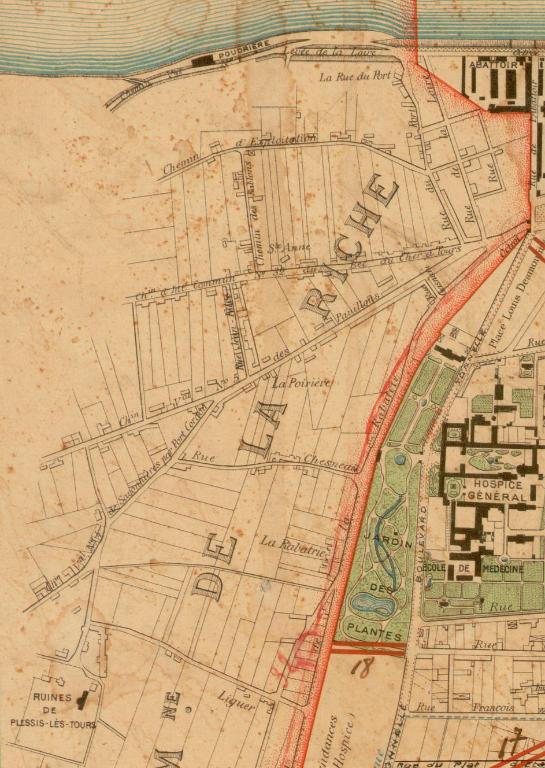 La Riche sur un plan de 1898 (Archives municipales de Tours 2Fi 27).