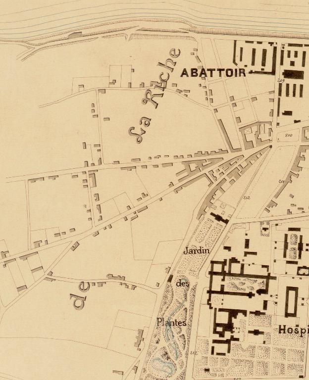 Sainte-Anne sur un plan de la Ville de Tours en 1900 (Archives municipales de Tours, 2Fi 14).