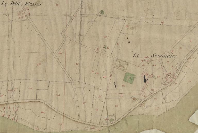 Le couvent devenu séminaire sur le cadastre napoléonien (1808) (Archives départementales d'Indre-et-Loire).