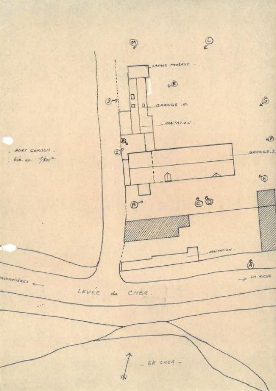 Plan masse des granges (1974).