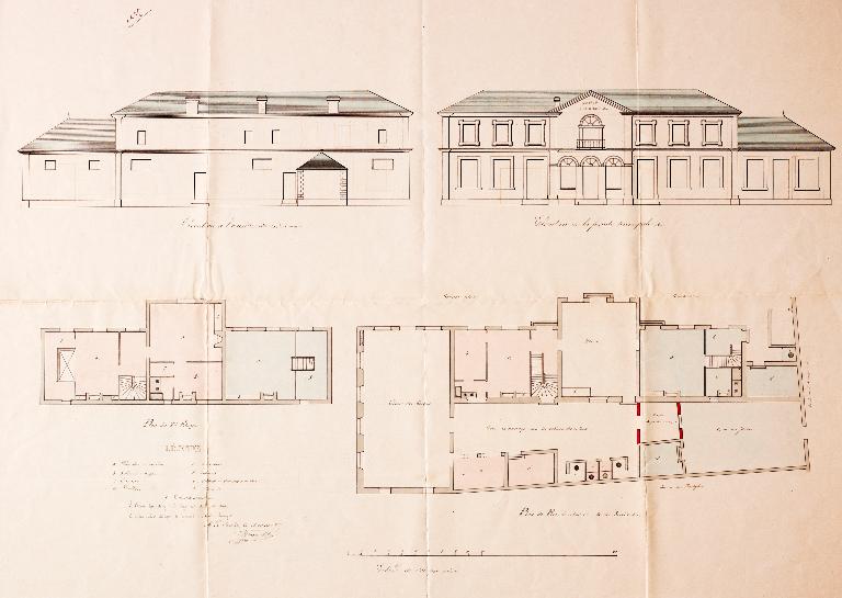 Plans de la mairie-école dressés par l'instituteur en 1877 (Archives départementales d'Indre-et-Loire 2 0 195 40).