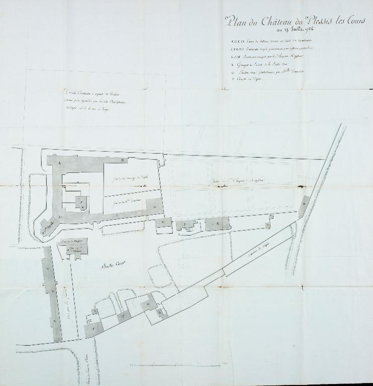 Plan du Plessis à la fin du 18e siècle (Archives départementales d'Indre-et-Loire C 314/13).