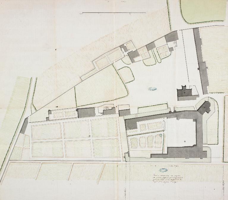 Plan du Plessis au 18e siècle (Archives départementales d'Indre-et-Loire, H 680).