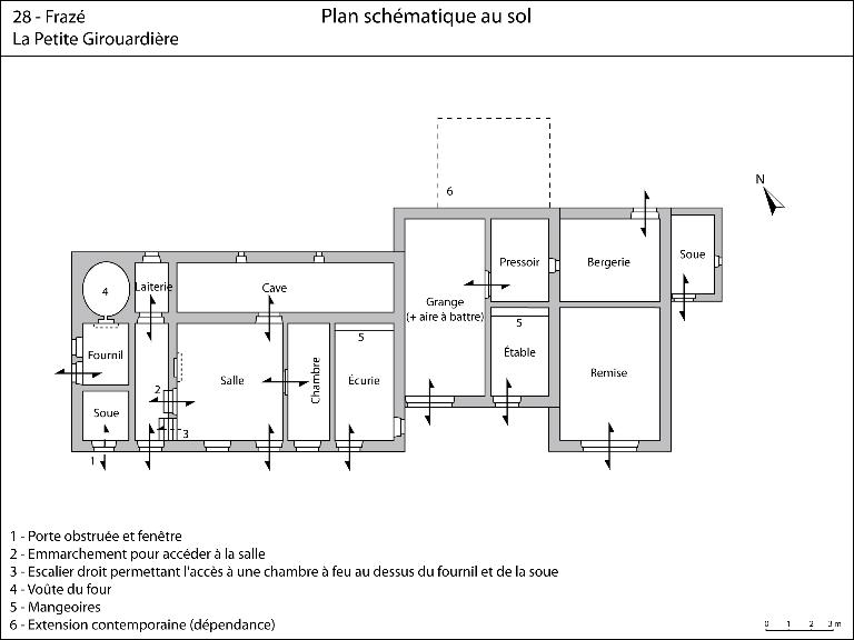 Plan schématique au sol de la ferme de La Petite Girouardière. ; Plan schématique au sol.
