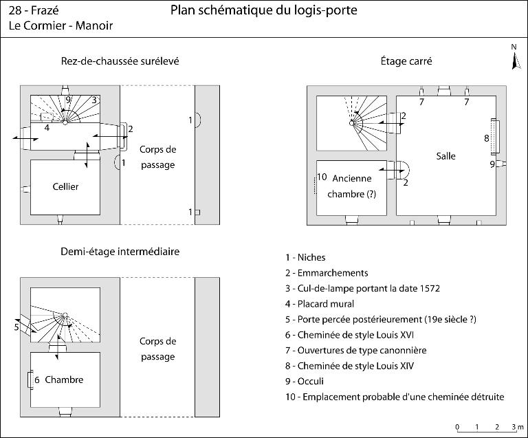 Plans schématiques du logis-porte.