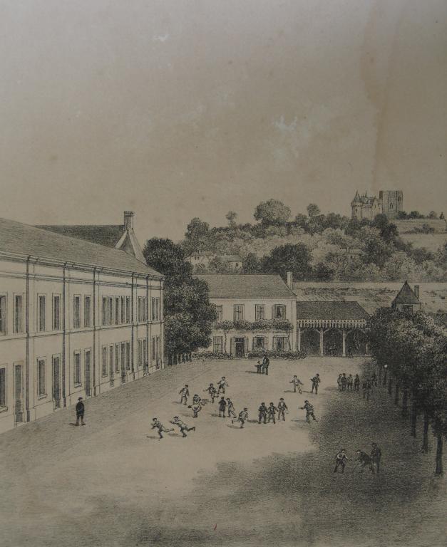 Lithographie, aile est, vue du sud-ouest (19e siècle).