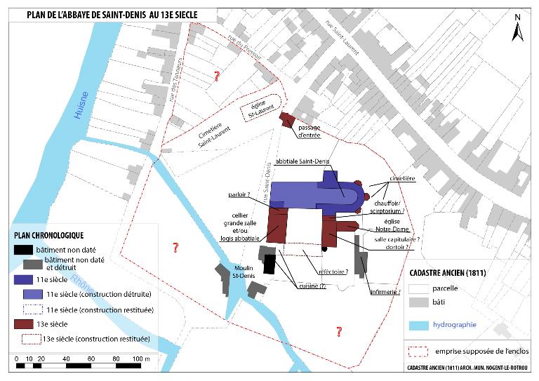 Plan du prieuré au 13e siècle.