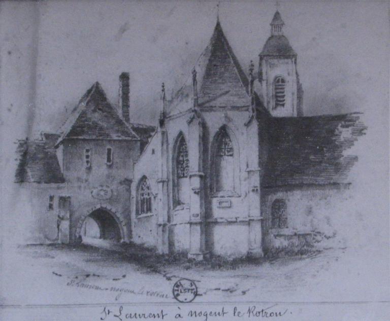 Dessin, tour porte, vue du nord (19e siècle).