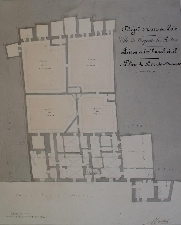 Plan de distribution : aile ouest, rez-de-chaussée (avant 1913).