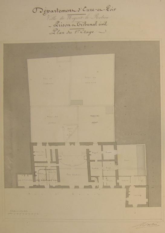 Plan de distribution : aile ouest, premier étage (avant 1913).