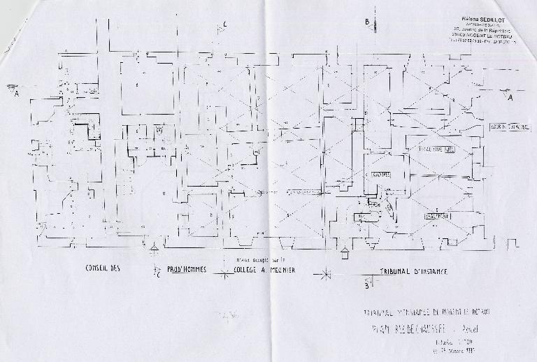 Plan de distribution : aile ouest, rez-de-chaussée (1997).