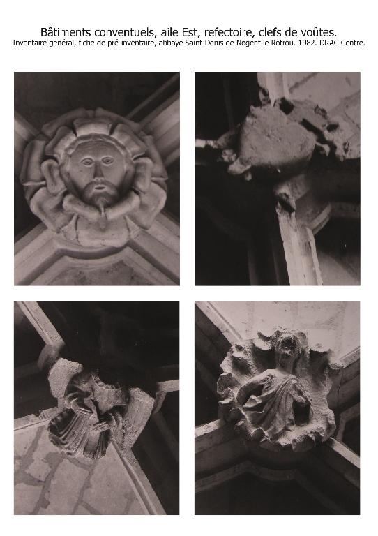 Aile est, élévation intérieure : réfectoire, clefs de voûtes (1982).
