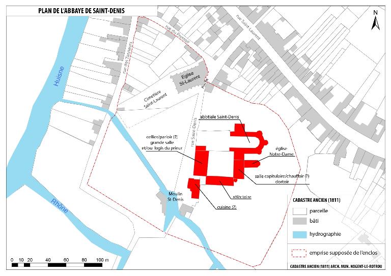 Plan de restitution des fonctions des différents bâtiments conventuels.