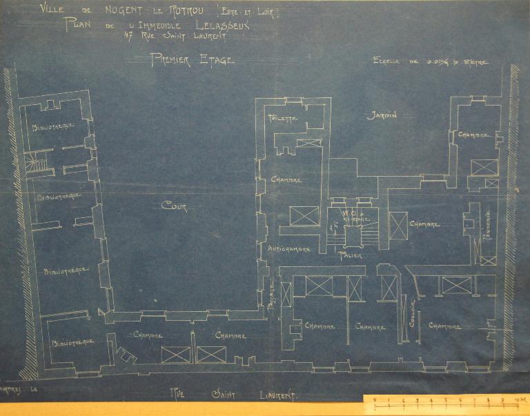 Plan du premier étage, 1922 (AD 28, 2 O 2522).