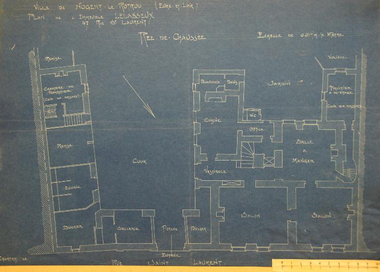 Plan du rez-de-chaussée, 1922 (AD 28, 2 O 2522).