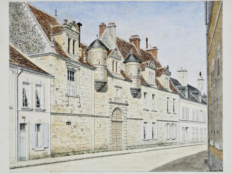 Lithographie, face nord (bâtiment 1, 3 et 6), vue du nord-est, 1873 (Musée-Château Saint-Jean).