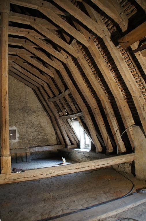 Vue intérieure, deuxième étage, bâtiment 1, charpente.