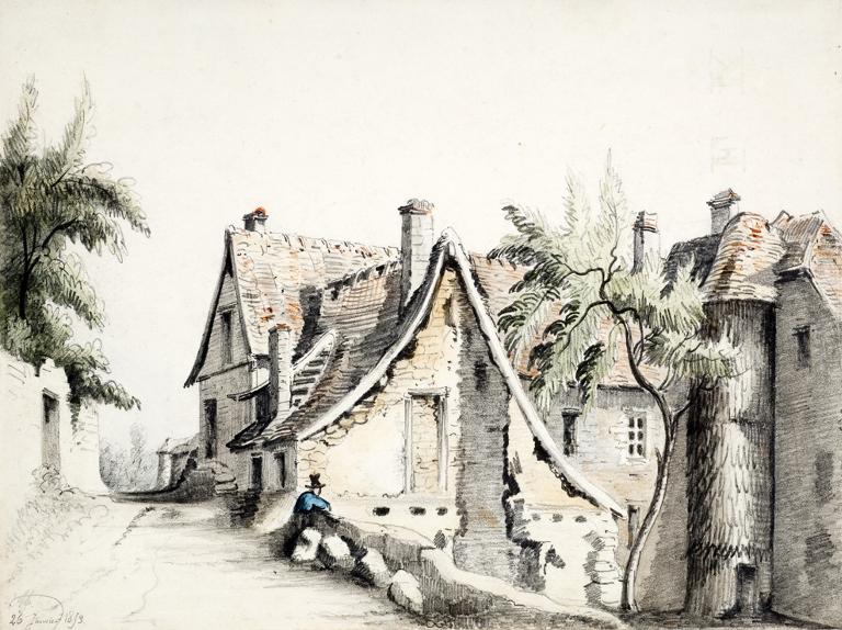 Dessin : faces ouest et nord, vues du nord-ouest (1853 ; Musée-Château Saint-Jean, archives).