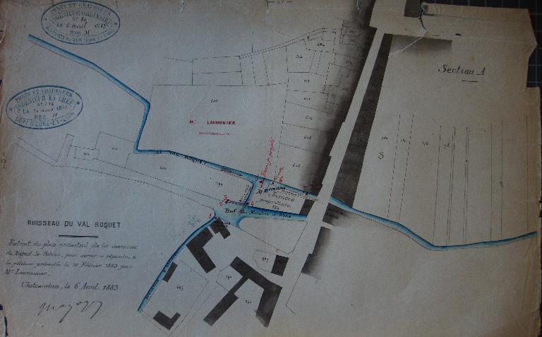 Plan de situation (1883, A.D. 28, 7 S, services hydrauliques, cote n°83).