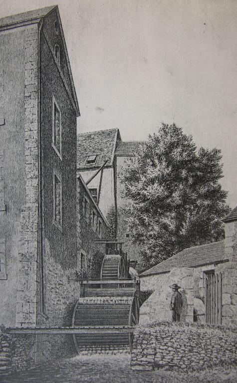 Gravure : face est du moulin, vue du sud (fin 19e siècle).