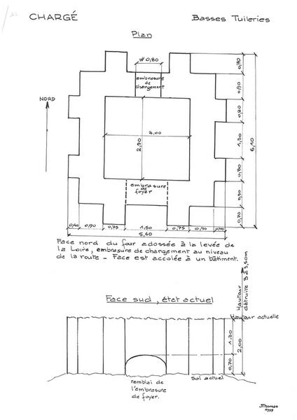 Plan des basses tuileries - Etat actuel de la face Sud.