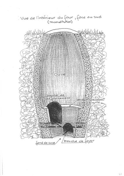 Vue de l'intérieur du four, face au Sud (reconstitution).