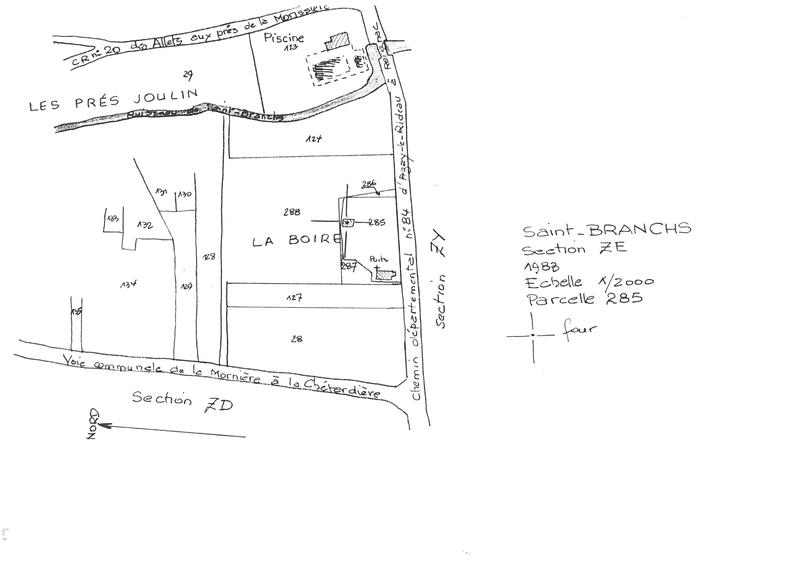 Reproduction du plan cadastral de 1983, Section ZE, échelle 1/2000, Parcelle 285.
