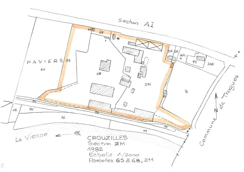 Reproduction du plan cadastral de 1982, Section ZM, échelle 1/2000, Parcelles 65 à 68 - 211.