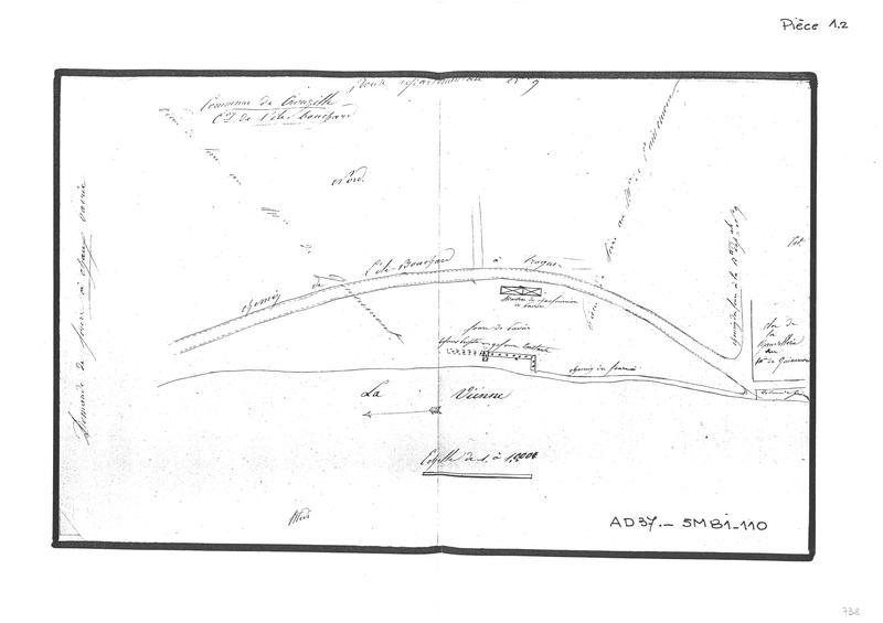 Plan de situation du four à chaux d'après un document des archives départementales 37.