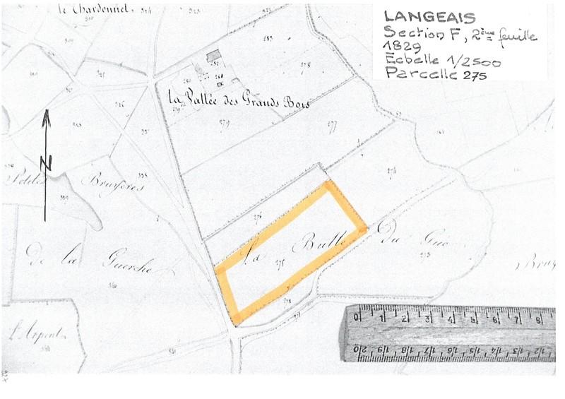 PLan cadastral de 1829, Section F (feuille 2), échelle 1/2500, Parcelle 275.