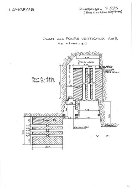 Plan des fours verticaux A et B.