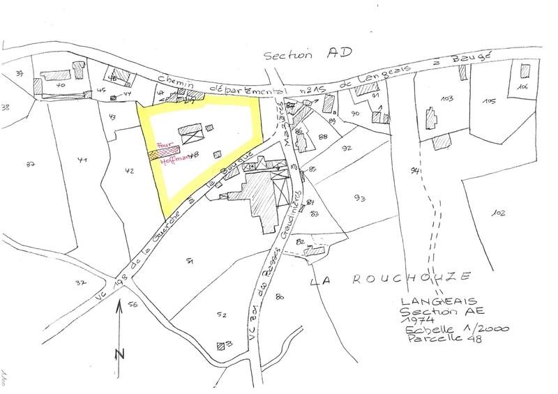 Reproduction du plan cadastral de 1974, Section AE, échelle 1/2000, Parcelle 48.