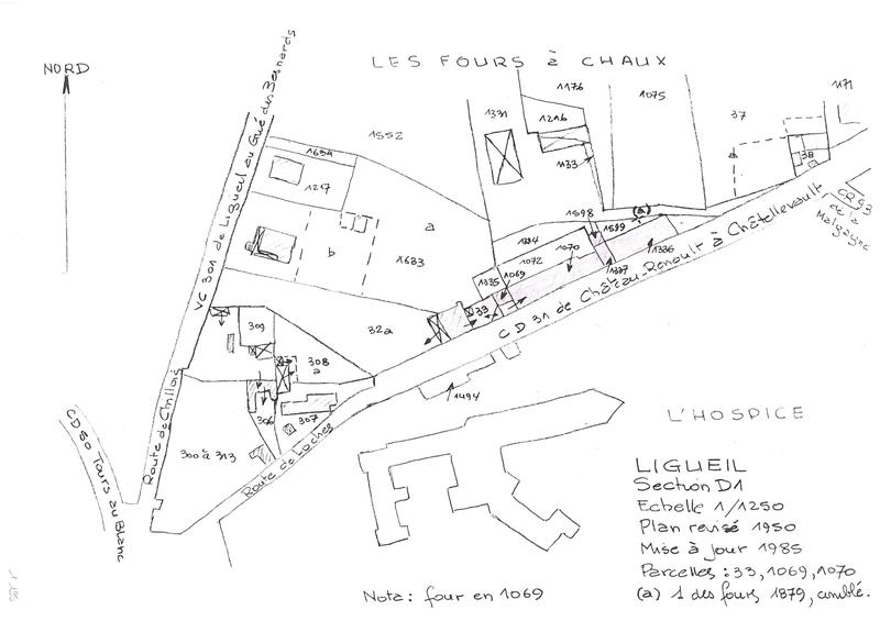 Reproduction du plan cadastral de 1985, Section D1, échelle 1/1250, Parcelles 33-1069-1070.