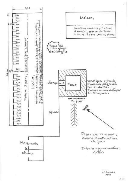 Plan de masse, avant destruction du four (1/200).
