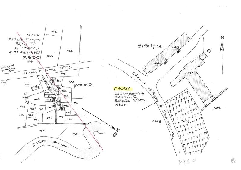 Reproduction du plan cadastral de 1826, Section C, échelle 1/625.