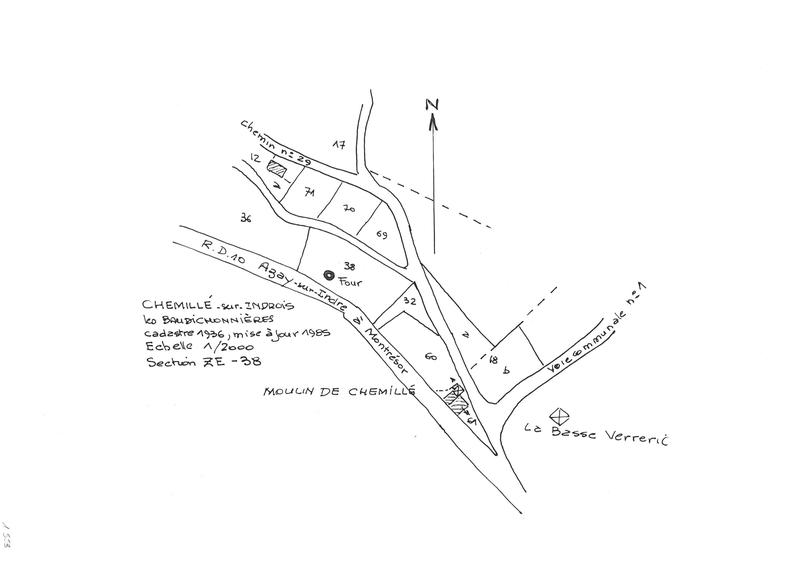 Reproduction du plan cadastral de 1985, Section ZE, échelle 1/2000, Parcelle 38.