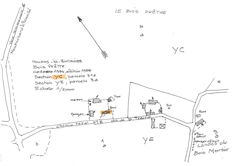 Reproduction du plan cadastral de 1988, Section YC parcelle 31a et Section YE parcelle 3a, échelle 1/2000.