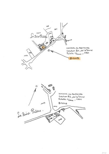 Reproduction du plan cadastral de 1831, Section B1 de la Tonne, échelle 1/5000 - Reproduction du plan cadastral de 1831, Section B2 de la Tonne, échelle 1/2500.