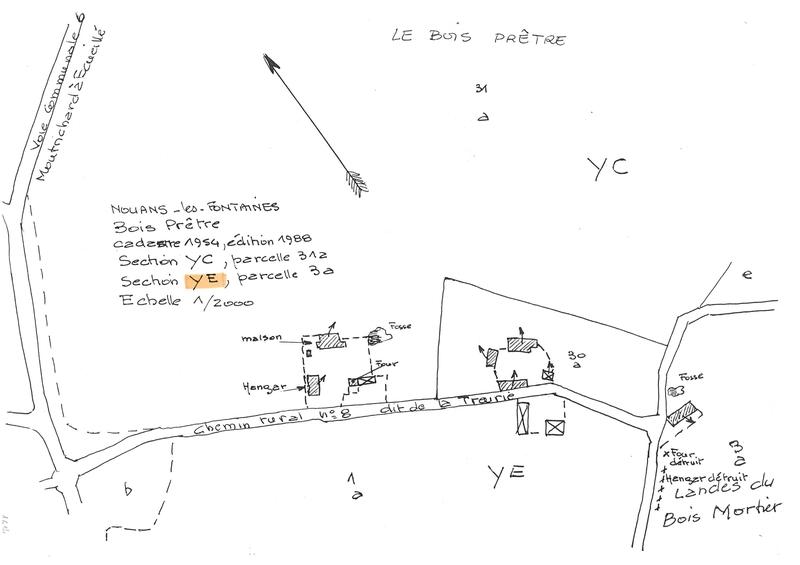 Reproduction du plan cadastral de1988, Section YC parcelle 31a et Section YE parcelle 3a, échelle 1/2000.