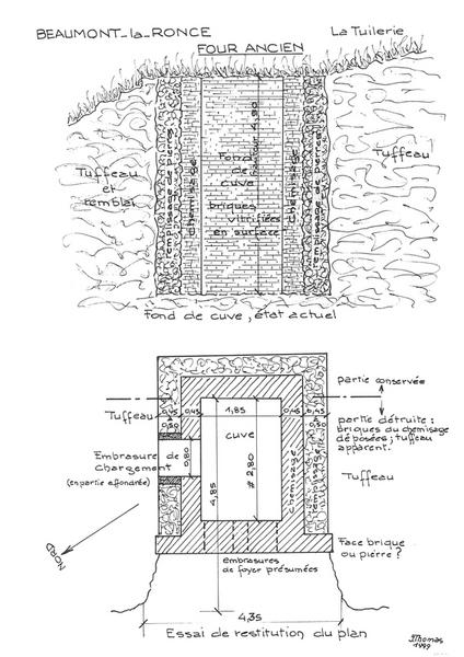 Fond de cuve, état actuel - Essai de restitution du plan.