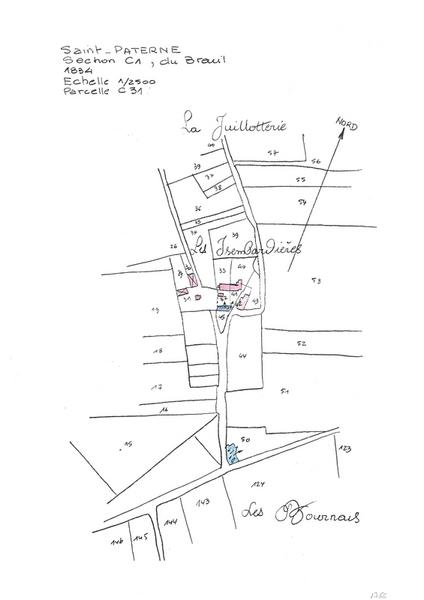 Reproduction du plan cadastral de 1834, Section C1 du Breuil, échelle 1/2500, Parcelle 31.