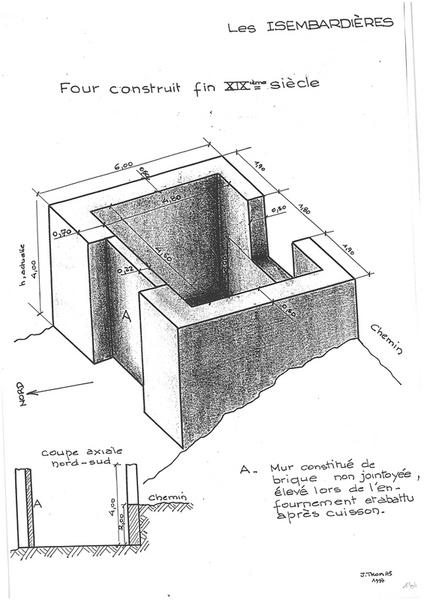Plan et coupe axiale N-S du four construit fin XIXe.
