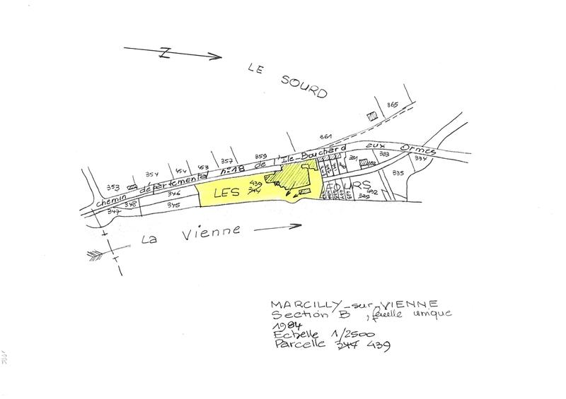 Reproduction du plan cadastral de 1984, Section B, échelle 1/2500, Parcelle 439.