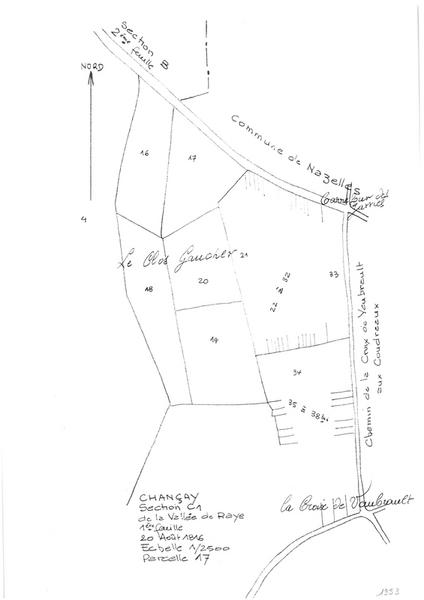 Reproduction du plan cadastral de 1816, Section C1 de la Vallée de Raye, échelle 1/2500, Parcelle 17.