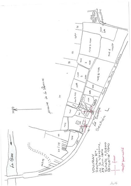 Reproduction du plan cadastral de 1814, Section K de Varenne, échelle 1/2500, Parcelle 1310.