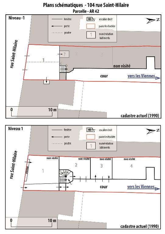 Plans schématiques, cave et rez-de-chaussée.