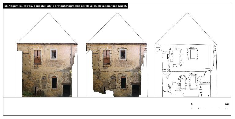 Orthophotographie et relevé en élévation, face ouest.