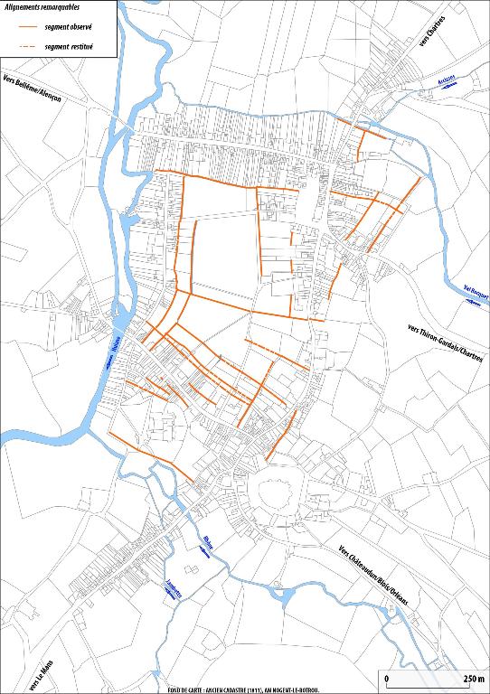 Carte des alignements remarquables de l’ancien cadastre.