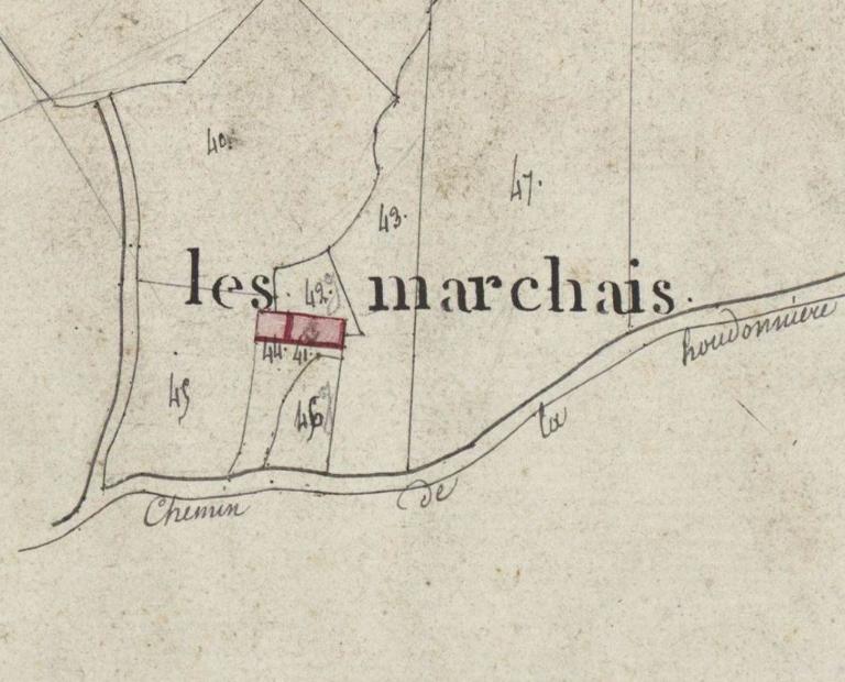 Extrait du plan cadastral de 1811, section C. (Archives départementales d'Eure-et-Loir, 3 P 5294 - 5297).