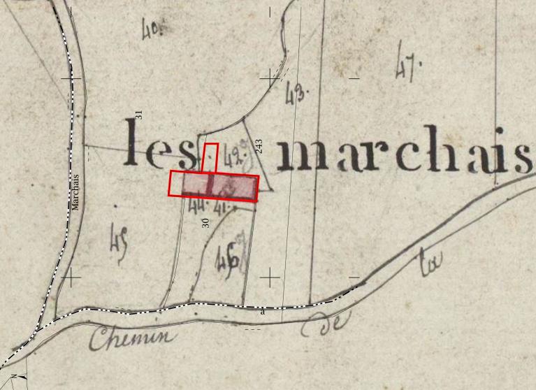 Superposition du cadastre de 2018 sur le cadastre de 1811.